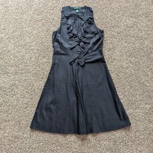 Lauren Ralph Lauren Black Ruffle Cocktail Dress Size 6